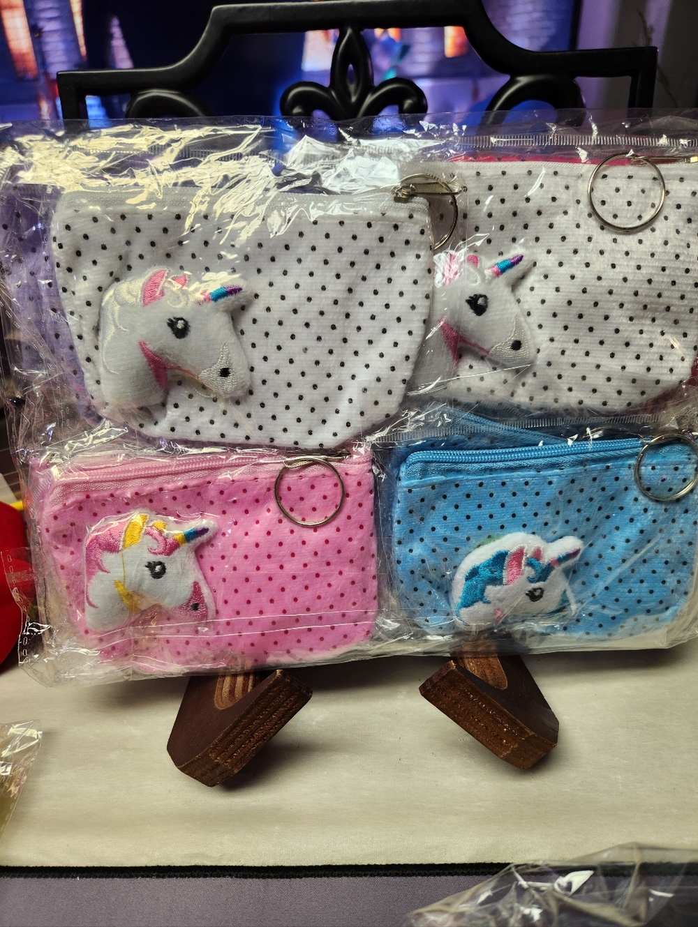 12 Piece Unbranded Kids Unicorn Coin Pouch - Assorted White, Pink, Blue